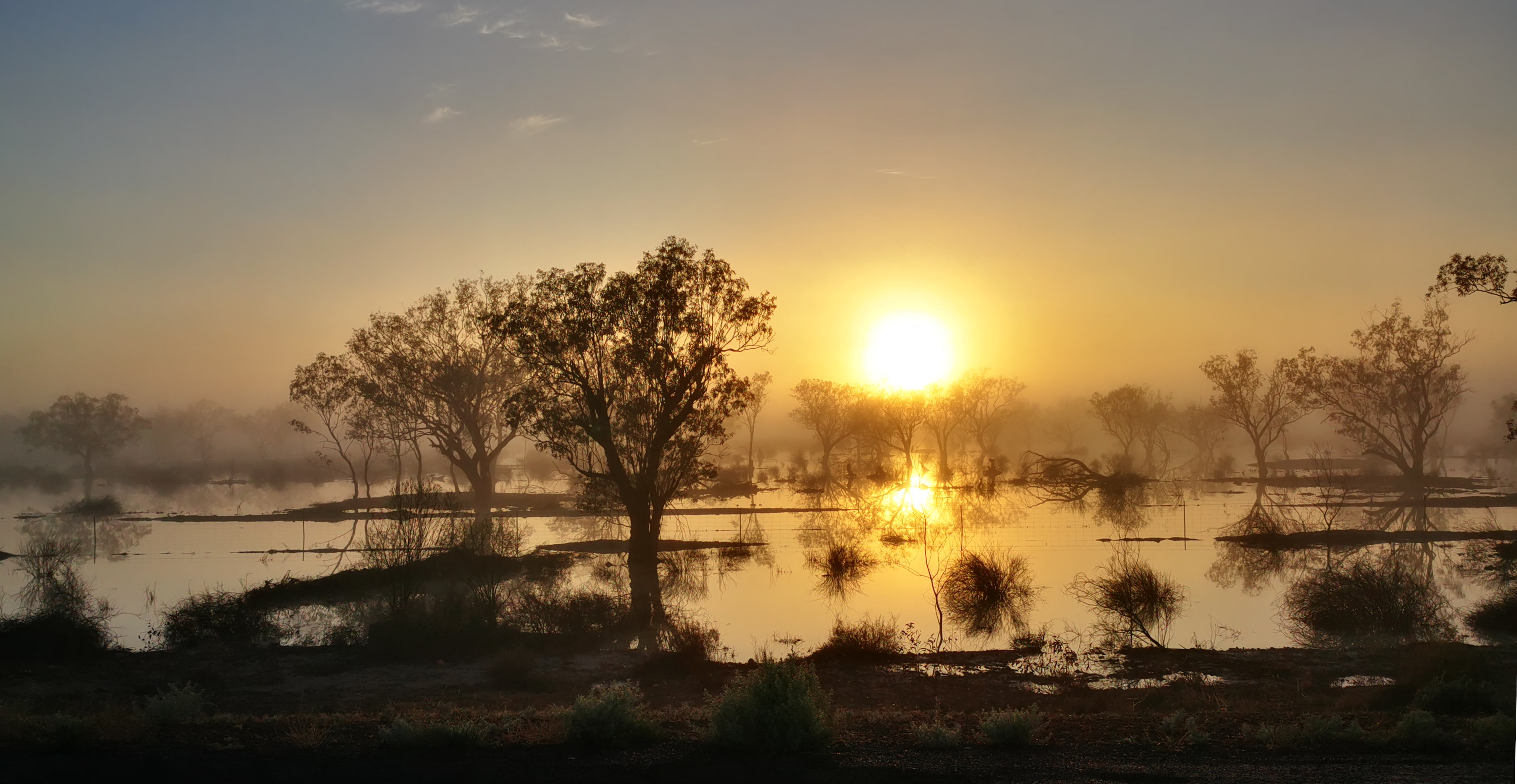 image of sunrise after heavy rain at North Bourke, New South Wales
