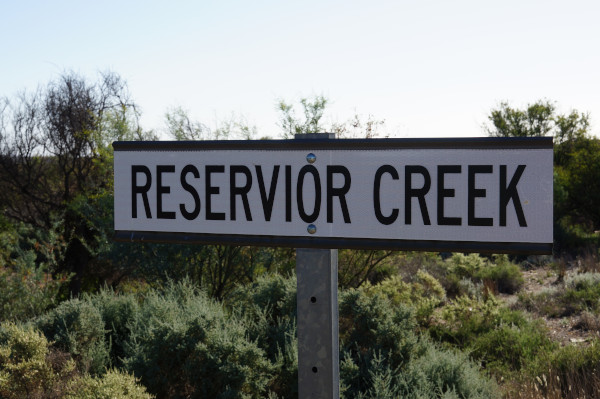 sign spelled RESERVIOR creek